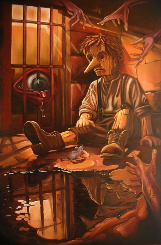 Pinocchio, dipinto di Adriano Zamuner in arte Zolly